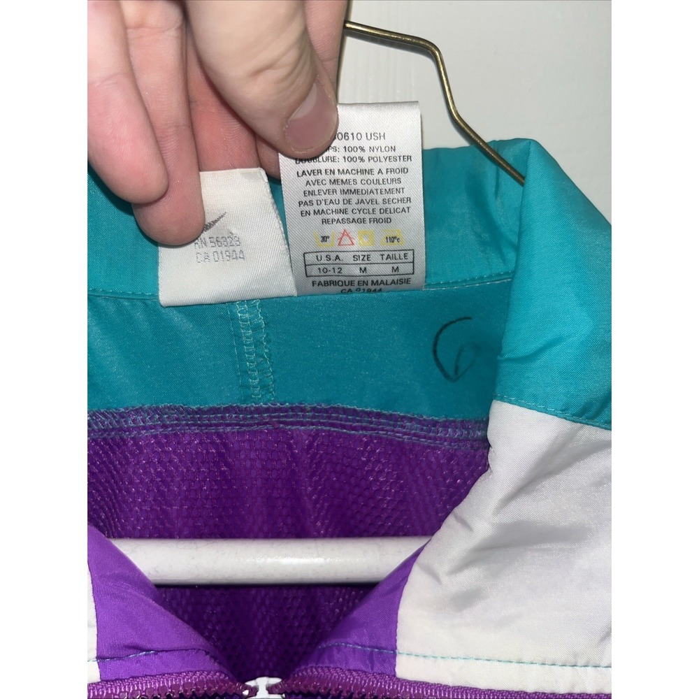 Vintage 80s 90s Nike Gray Tag Swoosh Color Block Windbreaker Jacket M 10-12 - Picture 3 of 12